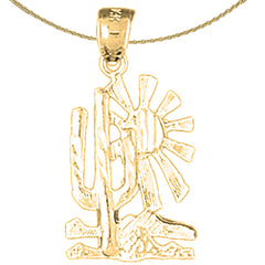 14K oder 18K Gold Anhänger mit Wüstenszene