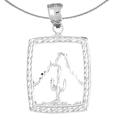 10K, 14K or 18K Gold Cactus With Mountain Pendant