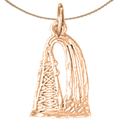 14K oder 18K Gold Ölquelle, Ölbohrinsel Anhänger