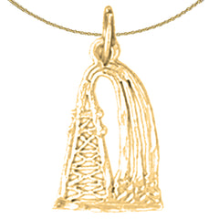 14K oder 18K Gold Ölquelle, Ölbohrinsel Anhänger