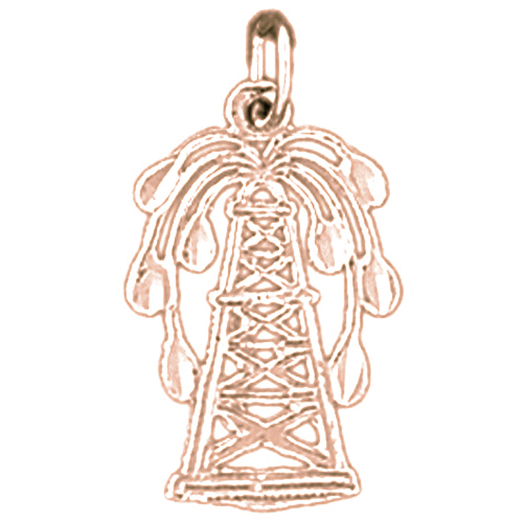 14K or 18K Gold Oil Well, Oil Rig Pendant