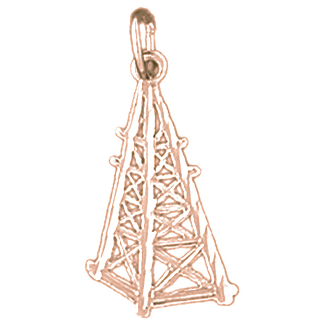 14K or 18K Gold Oil Well, Oil Rig Pendant