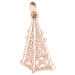 14K or 18K Gold Oil Well, Oil Rig Pendant