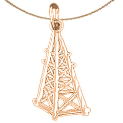 14K oder 18K Gold Ölquelle, Ölbohrinsel Anhänger