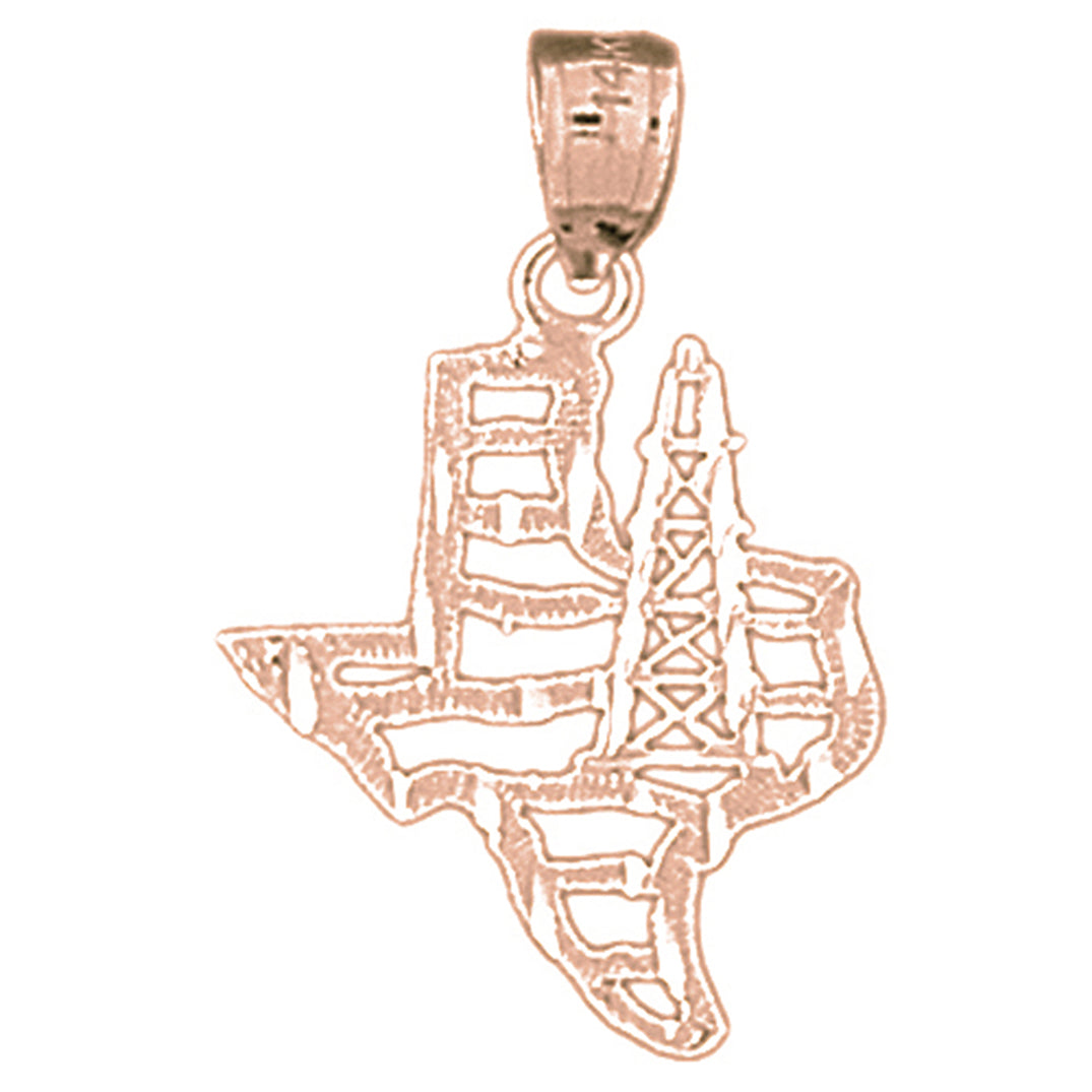 14K or 18K Gold Texas Oil Rig Pendant