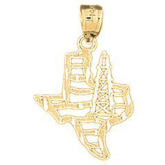 14K or 18K Gold Texas Oil Rig Pendant