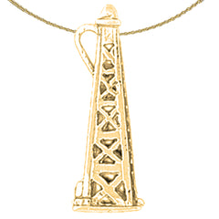 10K, 14K oder 18K Gold 3D Ölbohrinsel Anhänger
