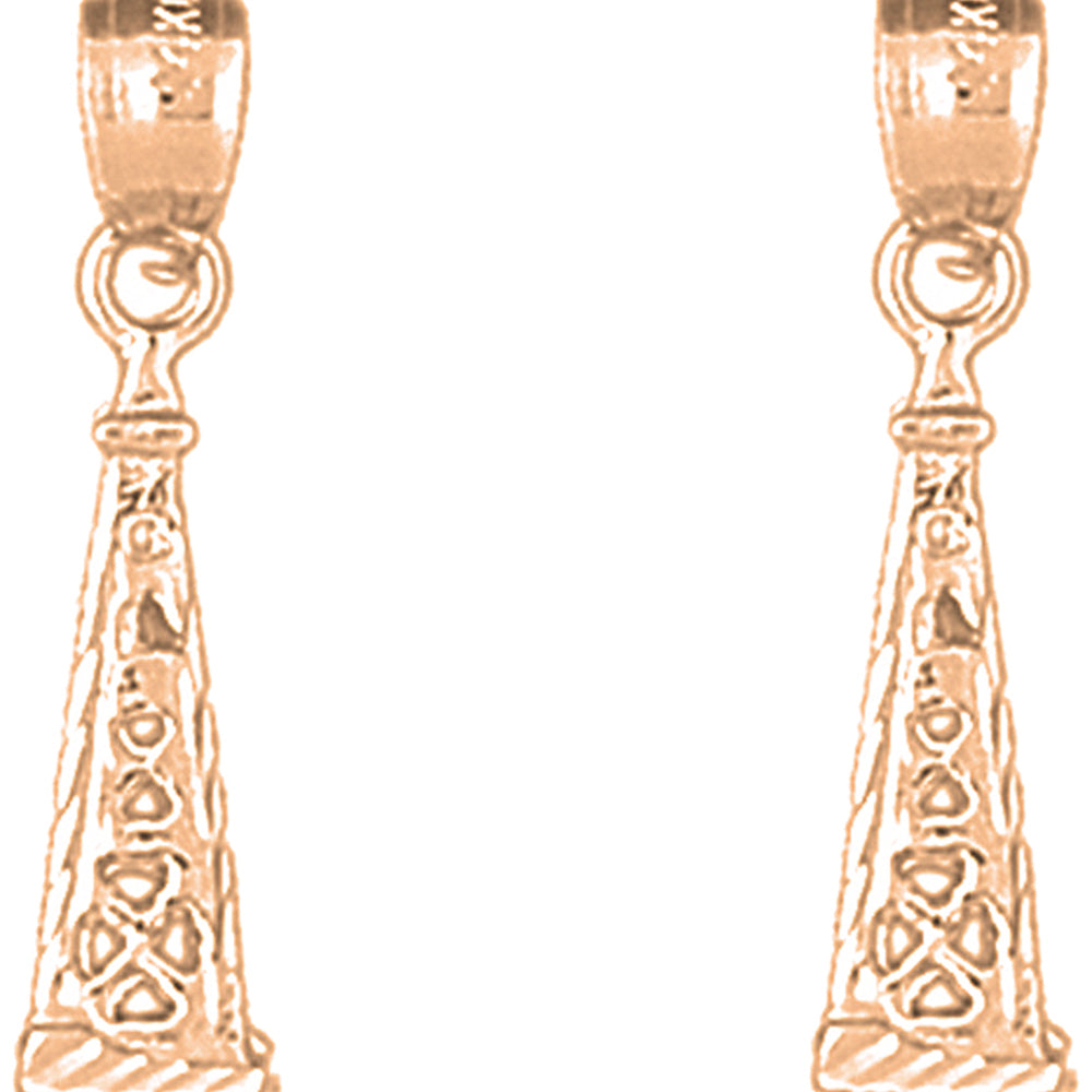 14K or 18K Gold 25mm 3D Oil Rig Earrings