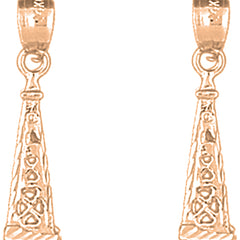 14K or 18K Gold 25mm 3D Oil Rig Earrings