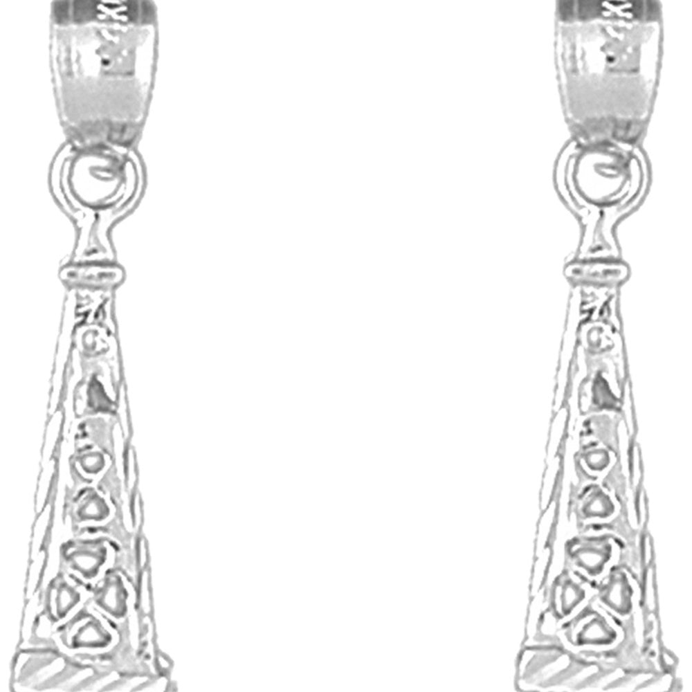 Sterling Silver 25mm 3D Oil Rig Earrings
