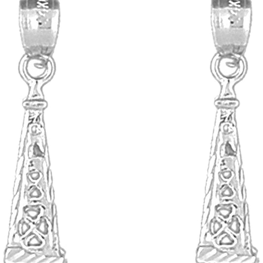 Sterling Silver 25mm 3D Oil Rig Earrings