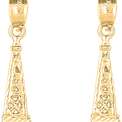 14K or 18K Gold 25mm 3D Oil Rig Earrings