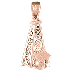 14K or 18K Gold Oil Well, Oil Rig Pendant