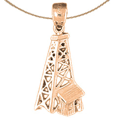 14K oder 18K Gold Ölquelle, Ölbohrinsel Anhänger