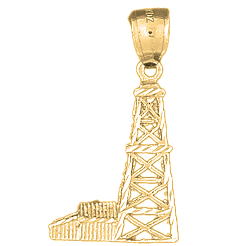 10K, 14K or 18K Gold Oil Well, Oil Rig Pendant