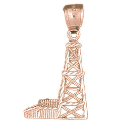 10K, 14K or 18K Gold Oil Well, Oil Rig Pendant