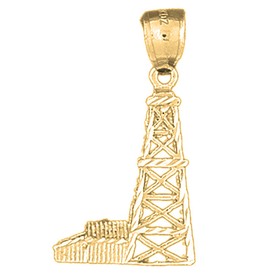 10K, 14K or 18K Gold Oil Well, Oil Rig Pendant