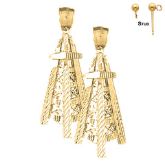 Pendientes de plataforma petrolera de plata de ley de 44 mm (chapados en oro blanco o amarillo)