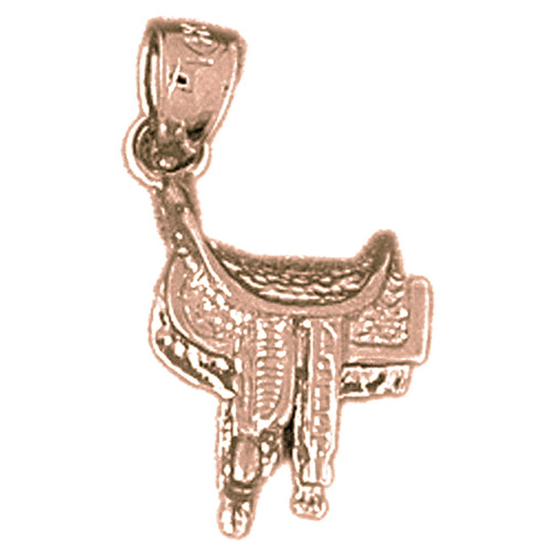 14K or 18K Gold 3D Saddle Pendant