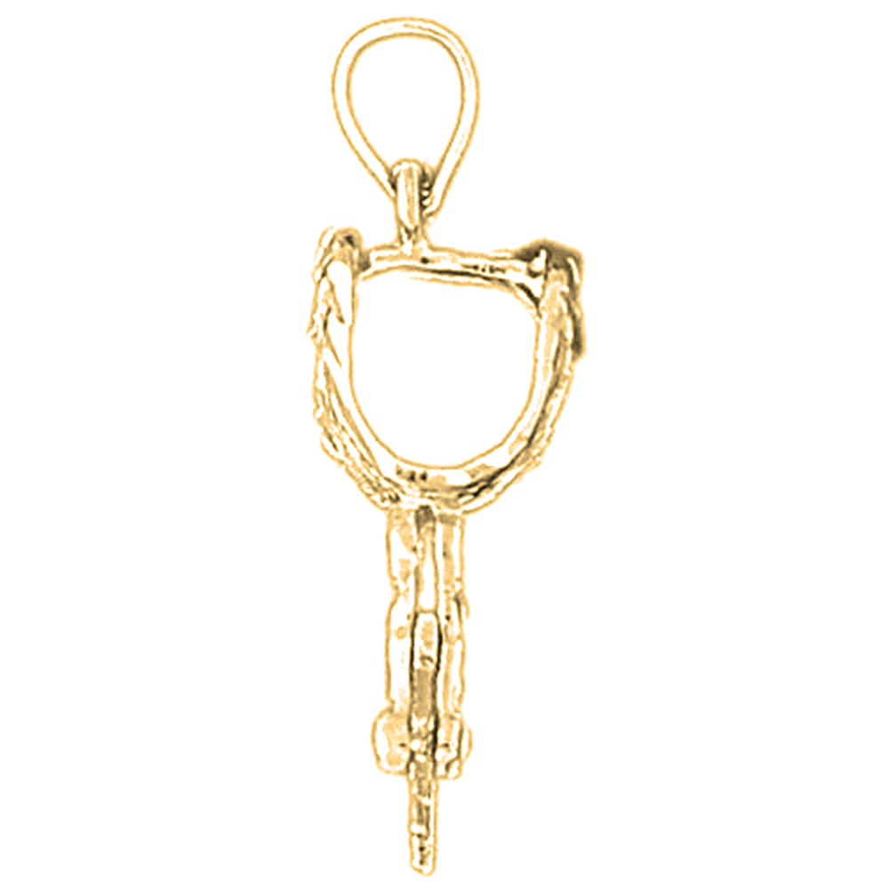 10K, 14K or 18K Gold 3D Spurs Pendant