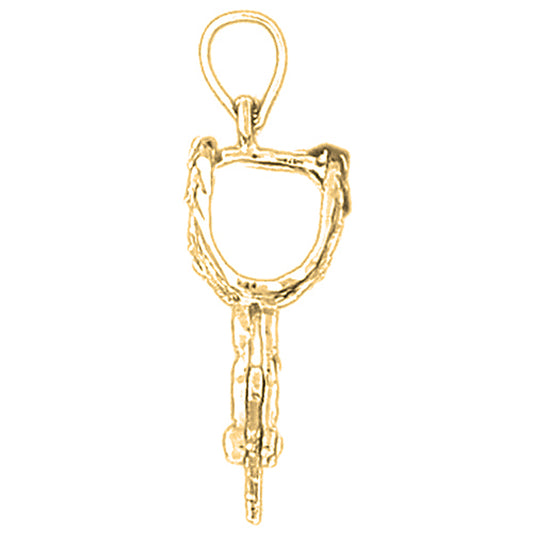 10K, 14K or 18K Gold 3D Spurs Pendant
