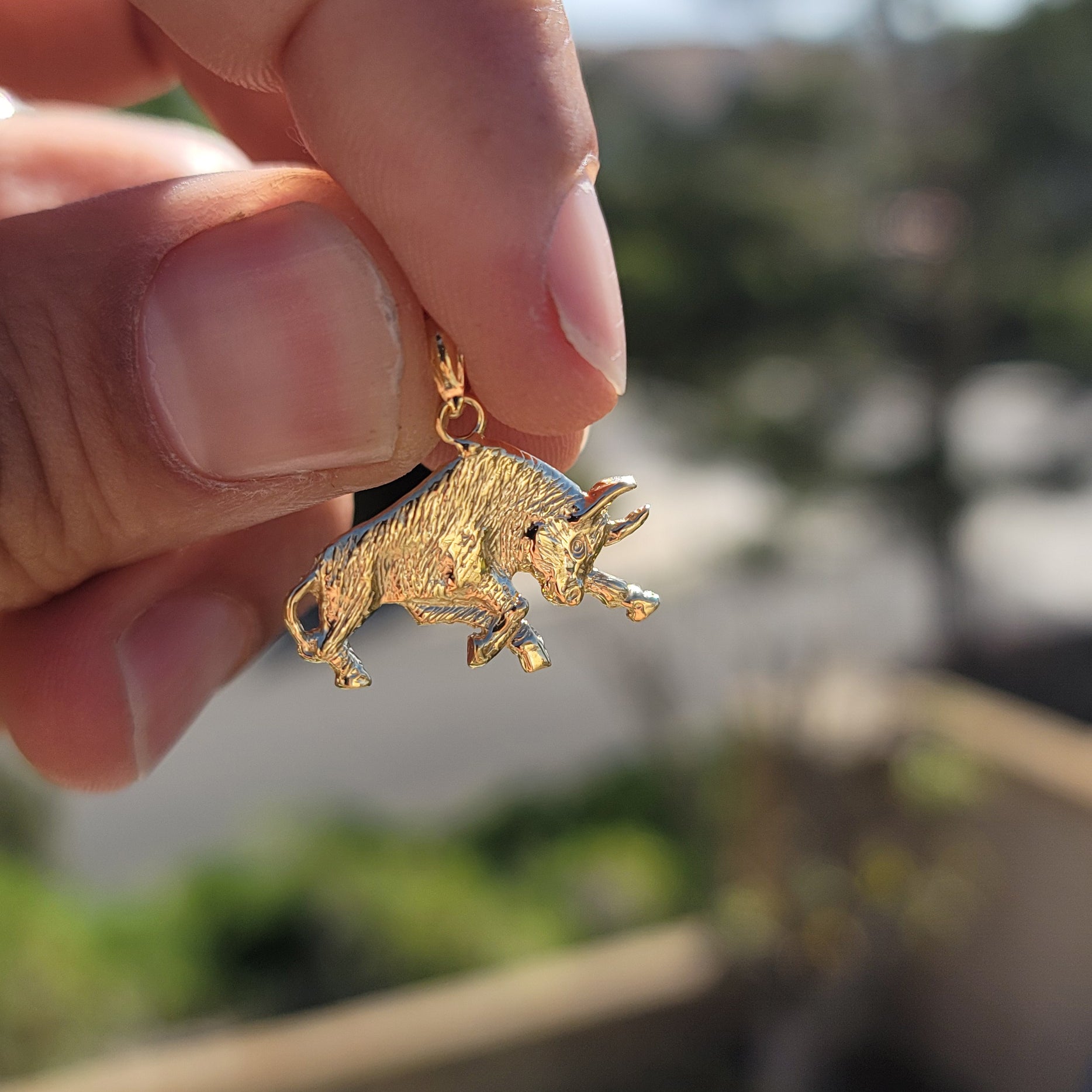 14K or 18K Gold Bull, Bull Fighting Pendant