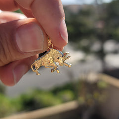 14K or 18K Gold Bull, Bull Fighting Pendant