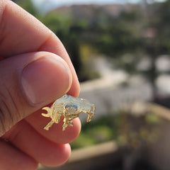 14K or 18K Gold Bull, Bull Fighting Pendant