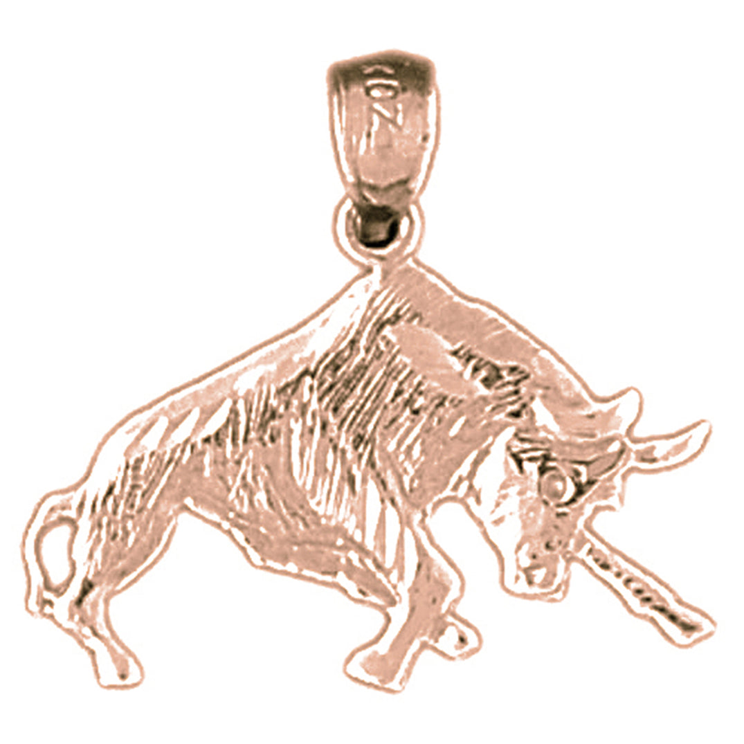 14K or 18K Gold Bull, Bull Fighting Pendant