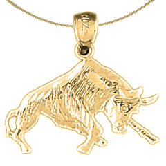 14K or 18K Gold Bull, Bull Fighting Pendant