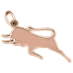 14K or 18K Gold Bull, Bull Fighting Pendant