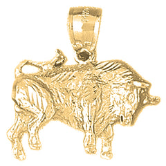 10K, 14K or 18K Gold 3D Bull Fighting, Bull Pendant
