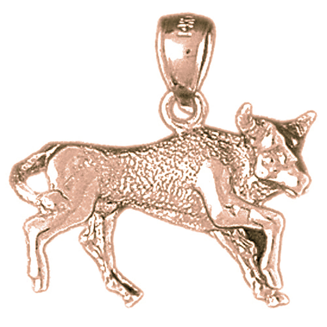 10K, 14K or 18K Gold 3D Bull Fighting, Bull Pendant