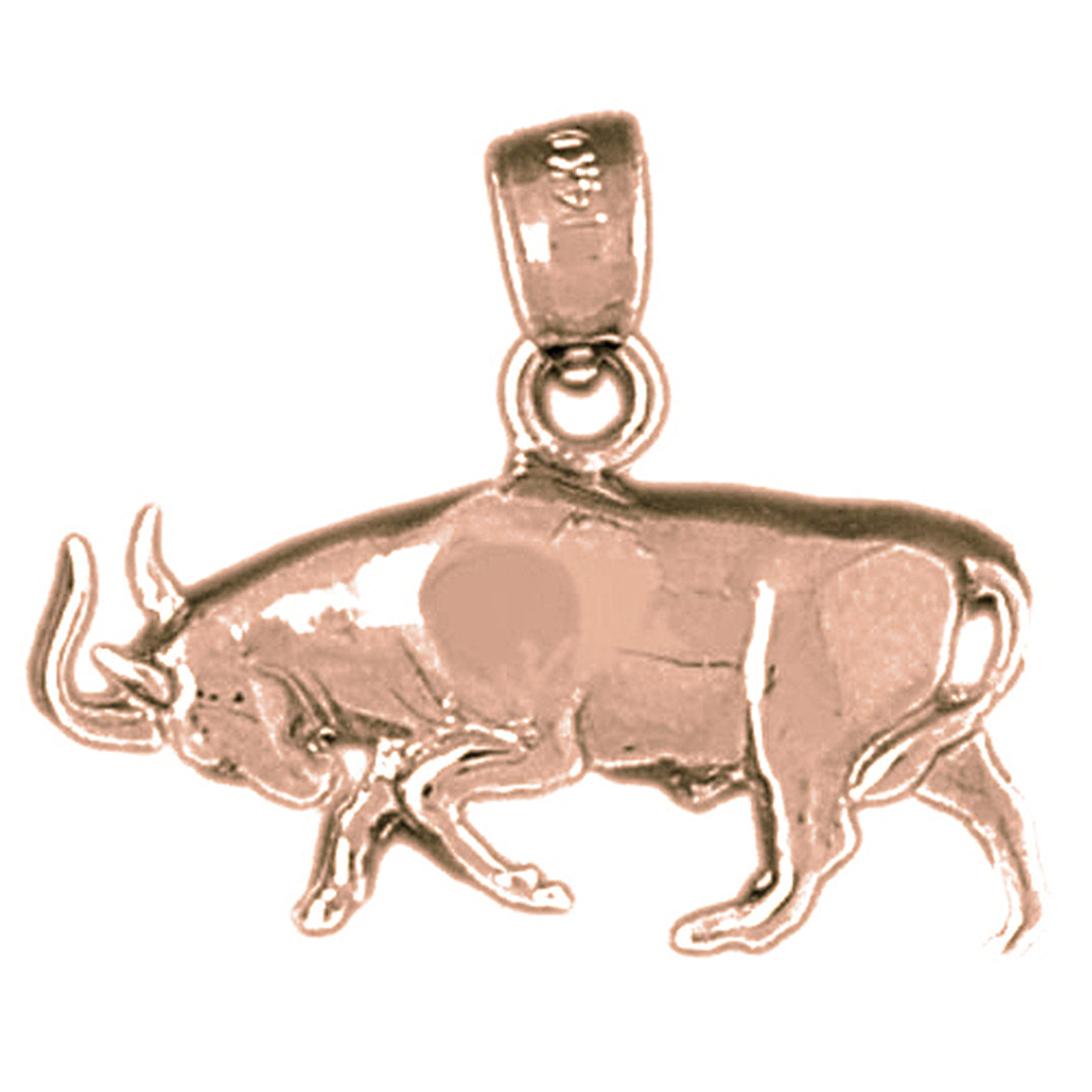 10K, 14K or 18K Gold Wheel With Steer Head Pendant