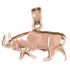 10K, 14K or 18K Gold Wheel With Steer Head Pendant