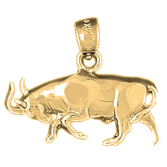 10K, 14K or 18K Gold Wheel With Steer Head Pendant