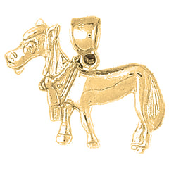 10K, 14K or 18K Gold Donkey Pendant