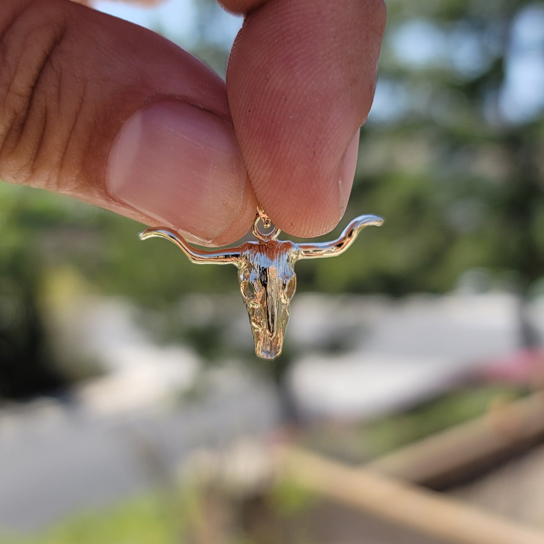 10K, 14K or 18K Gold Steer Head Pendant