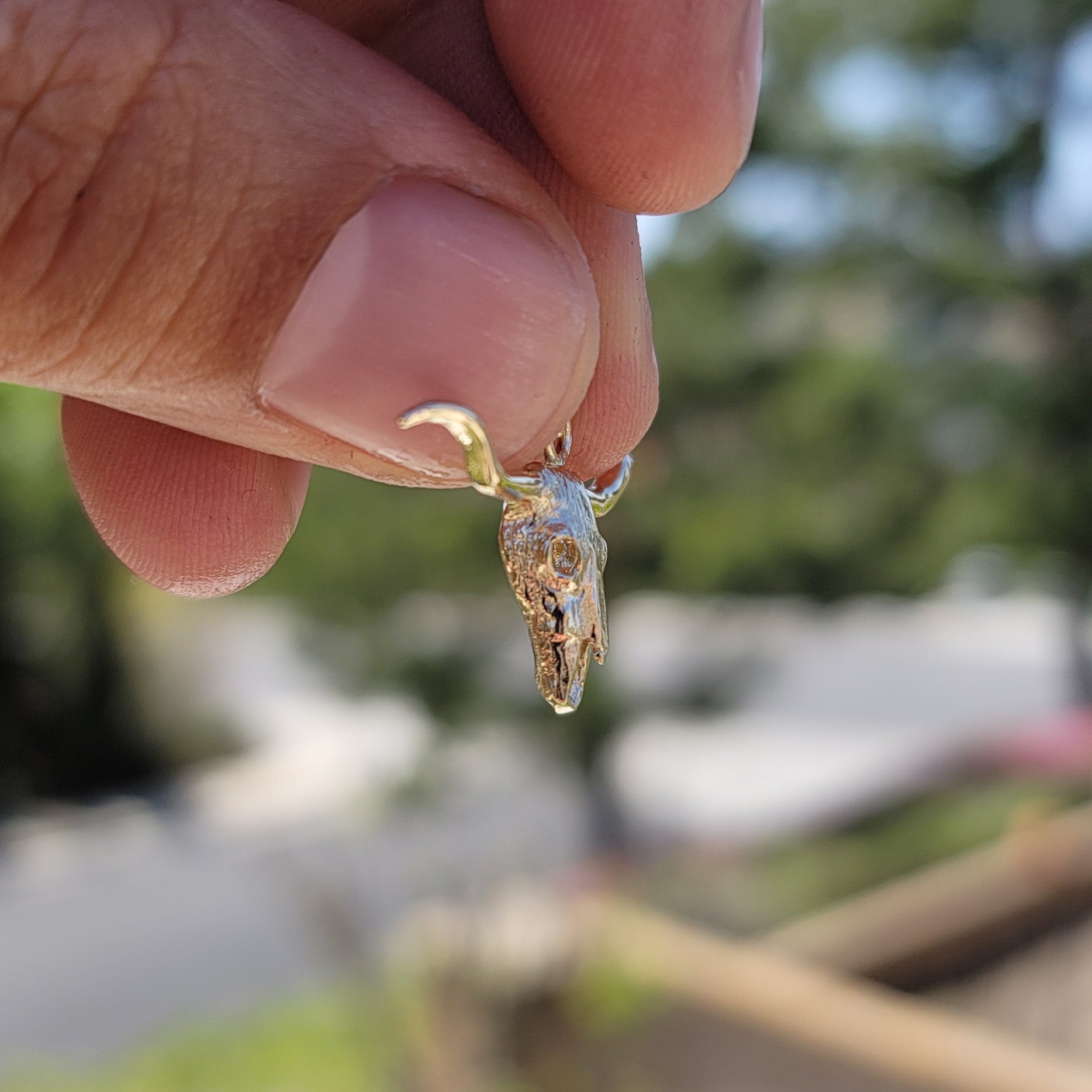 10K, 14K or 18K Gold Steer Head Pendant