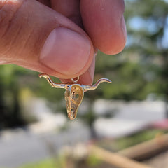 10K, 14K or 18K Gold Steer Head Pendant