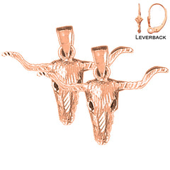14K or 18K Gold Steer Head Earrings