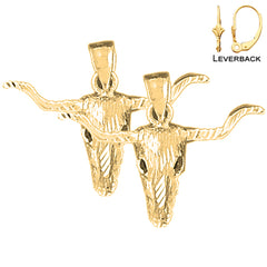 14K or 18K Gold Steer Head Earrings