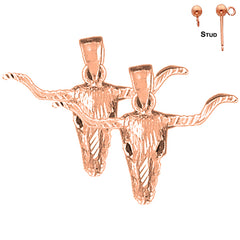 14K or 18K Gold Steer Head Earrings