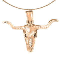 10K, 14K or 18K Gold Steer Head Pendant