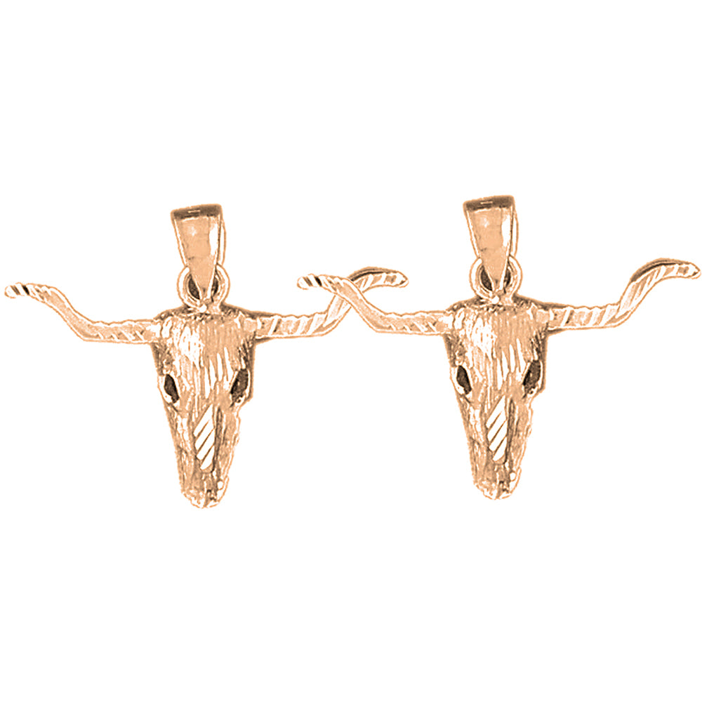 14K or 18K Gold 22mm Steer Head Earrings