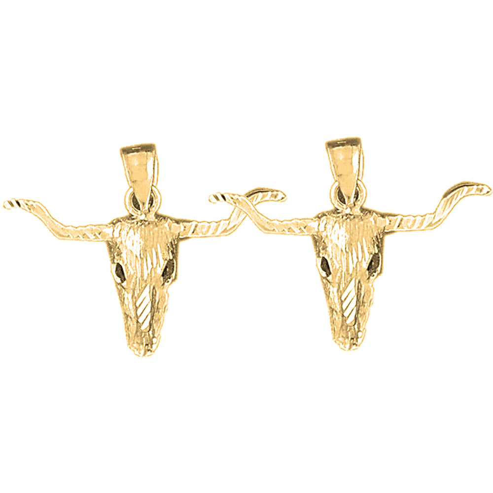 14K or 18K Gold 22mm Steer Head Earrings