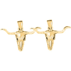 14K or 18K Gold 22mm Steer Head Earrings