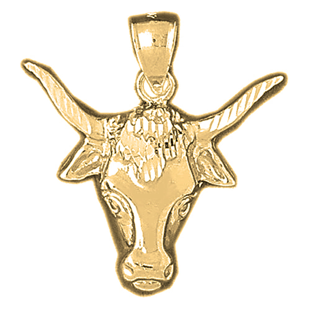 10K, 14K or 18K Gold Steer Head Pendant