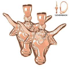 14K or 18K Gold Steer Head Earrings