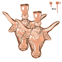14K or 18K Gold Steer Head Earrings